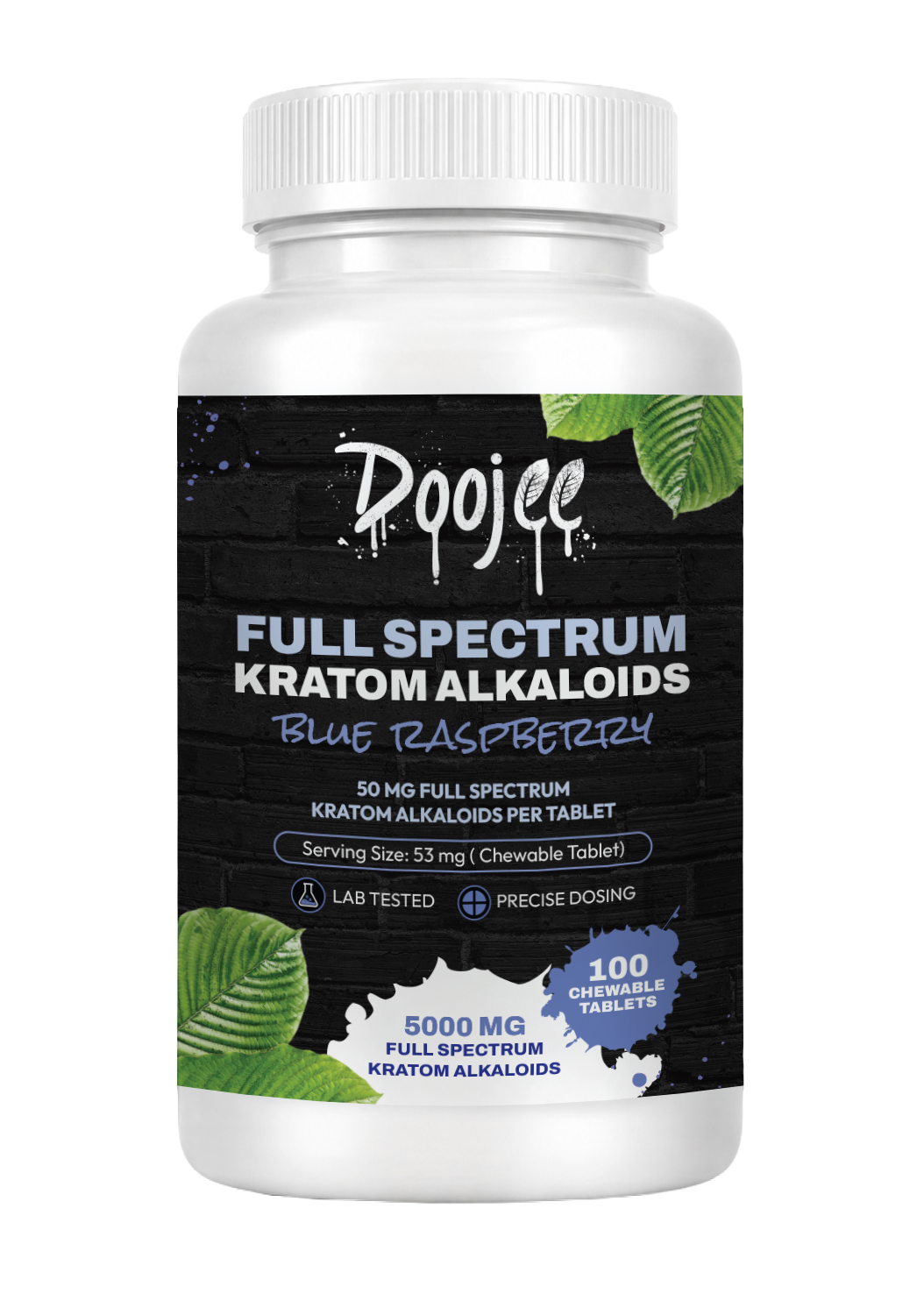 Doojee Full Spectrum Kratom Alkaloids Tablets, Blue Raspberry