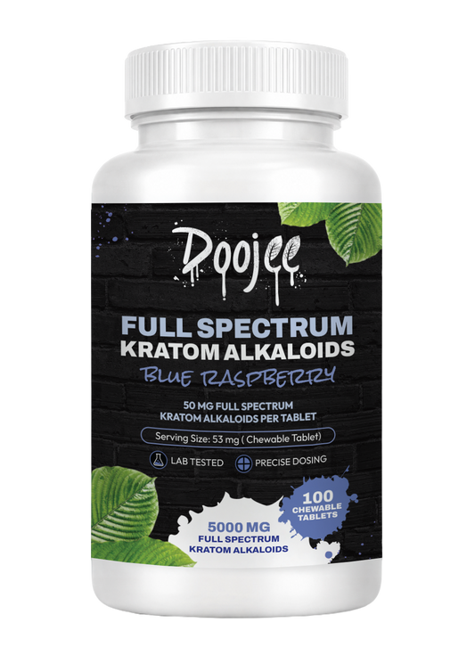 Doojee Full Spectrum Kratom Alkaloids Tablets, Blue Raspberry